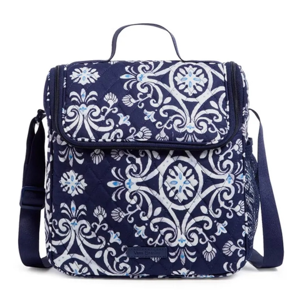 Vera Bradley Outlet Cotton Lunch Crossbody Lisbon Medallion Cool Multicolor NEW